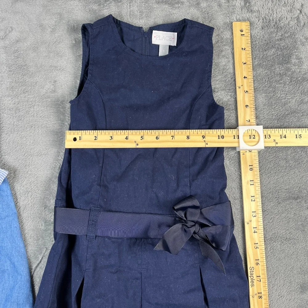 The Childrens Place Uniform Bow Jumper Dress Girls 5 Multi Sleeveless Lot Of 3